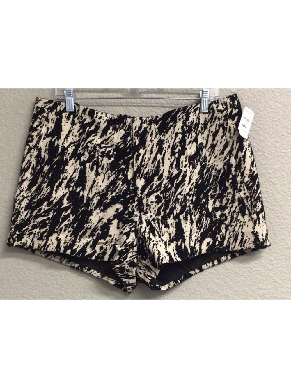 Rag & Bone Womens Em Shorts High Rise Black Ivory Marbled Wool Blend Sz 12 NWT